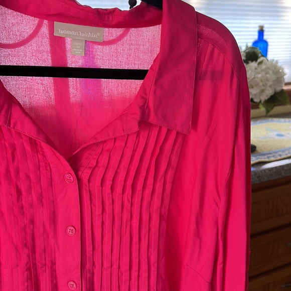 Pink Pleat Front Blouse - Picture 2 of 5